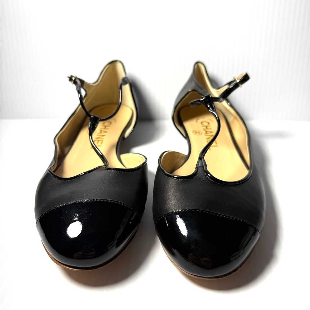 CHANEL Black Patent Leather Loafers